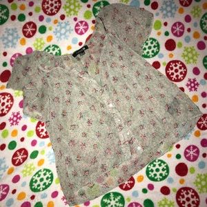 Sheer casual short sleeve button up